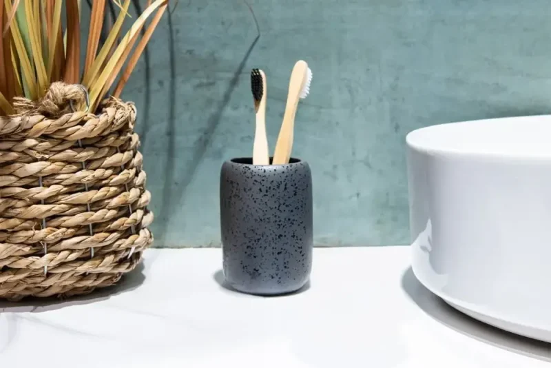Pahar periuță de dinți, ceramică gri mat, Hades, AWD02191803, AWD Interiors