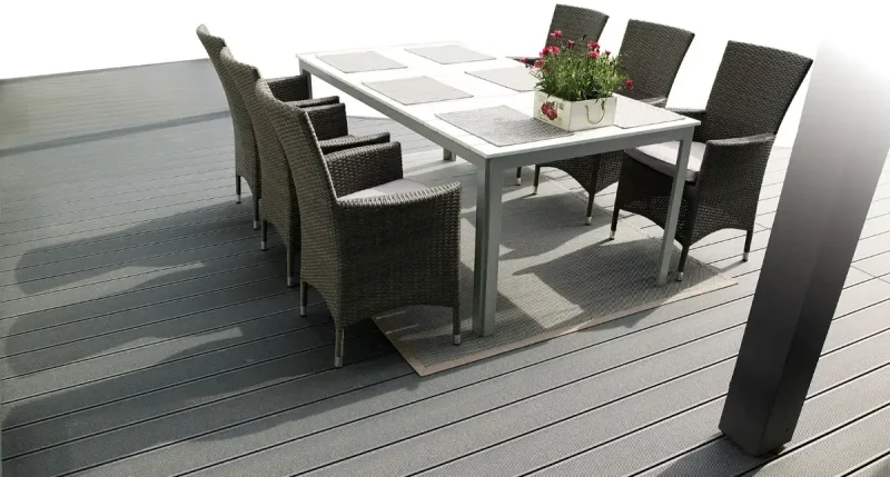 Deck Terasa Gri din WPC, 148x23mm, 3800mm, Structura Rotundă, Virtuoso