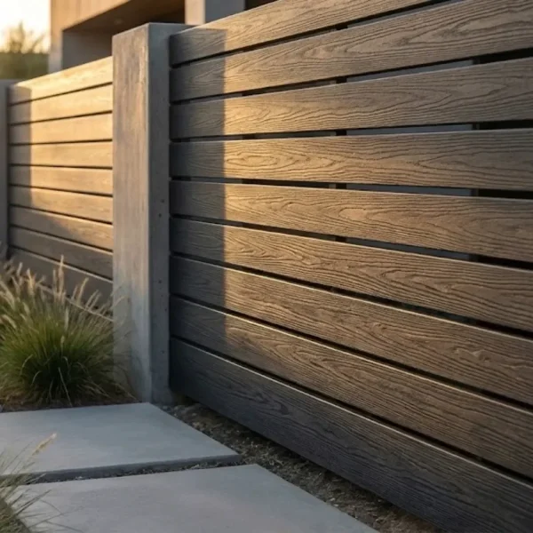 Placa gard 3D ambele fete textura lemn, WPC gri inchis, 150x20mm, 4ml, Virtuoso