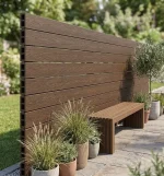 Placa gard, textura lemn, WPC maro, 150x20mm, 4ml, Virtuoso