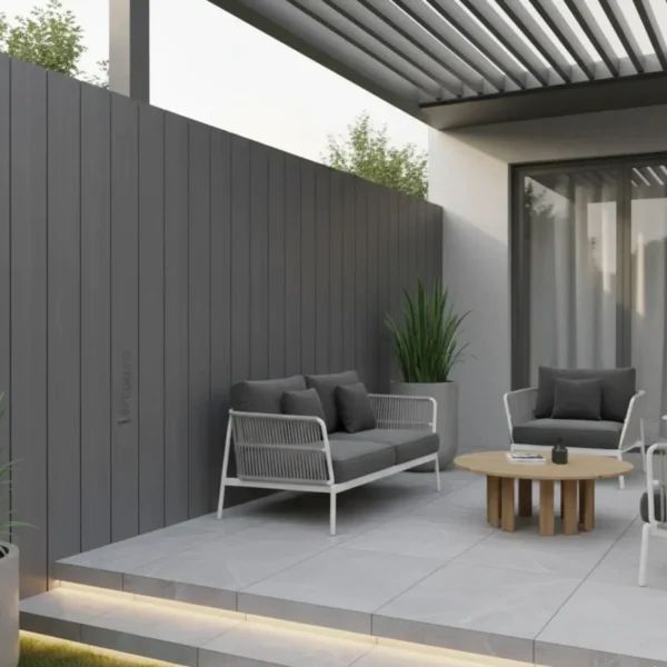 Placa gard, textura periata gri, WPC lemn compozit, 150x20.6mm, 4ml Virtuoso