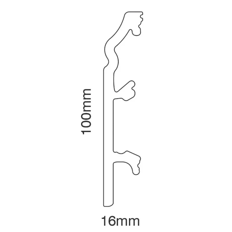 Plintă din polimer albă, finisaje interioare, Opal PPOP100, 220x10x1.6 cm