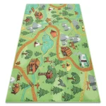 Covor pentru copii cu animăluțe din pădure, antiderapant 95×133 cm, REBEL ROADS Wild Life