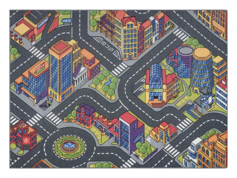 Covor pentru copii cu design urban anti-alunecare, 95x133 cm, REBEL ROADS Urban life 97