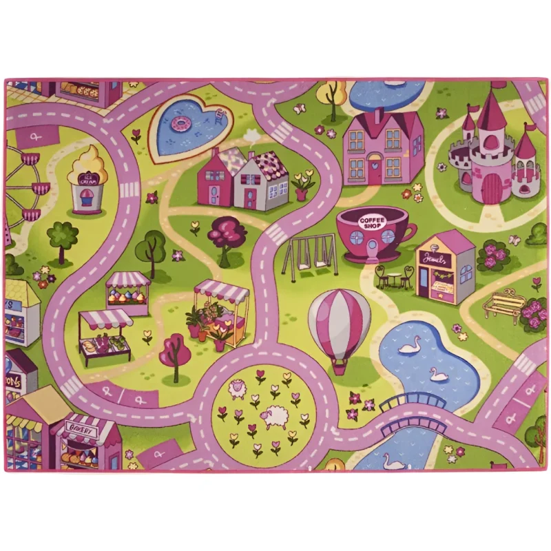 Covor de joacă copii, parc de distracții, Rebel Roads Fairground Life, 95 x 133 cm