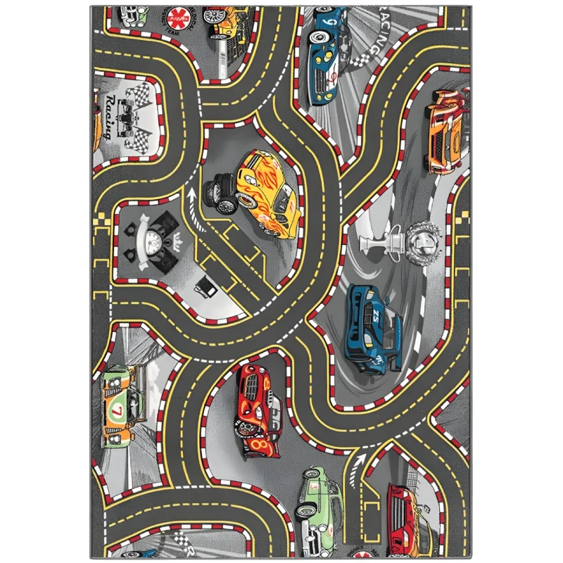 Covor de joacă pentru copii cu curse auto, 95 x 133 cm, Rebel Roads Tales of Speed