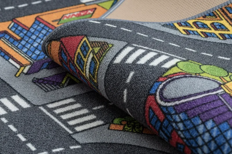 Covor pentru copii cu design urban anti-alunecare, 95x133 cm, REBEL ROADS Urban life 97