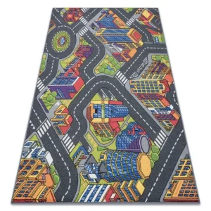 Covor pentru copii cu design urban anti-alunecare, 95×200 cm, REBEL ROADS Urban life 97