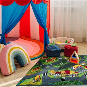 Covorul pentru copii cu model oras, Rebel Roads Village life, AW, 95 x 133 cm