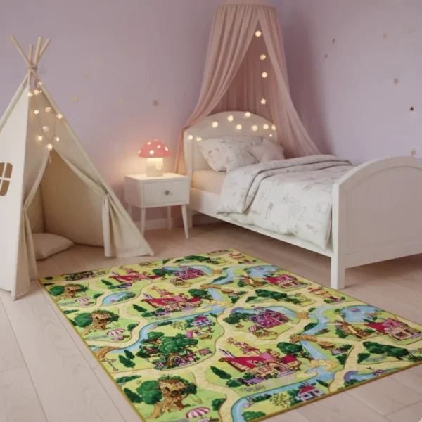 Covor copii cu model poveste multicolor, 140x200 cm, Fairy Tale, Rebel Roads
