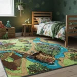 Covor pentru copii cu dinozauri, 140×200 cm, REBEL ROADS Dino World 29