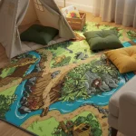 Covor pentru copii cu dinozauri, 95×133 cm, REBEL ROADS Dino World 29