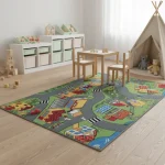 Covor pentru copii cu model oras, Rebel Roads Village life, AW, 95 x 133 cm