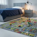 Covor pentru copii cu motive urbane, 95×200 cm, REBEL ROADS CITY LIFE