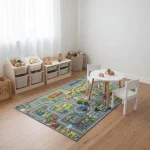 Covor pentru copii cu model urban, antiderapant, 95×133 cm, REBEL ROADS City Life 97