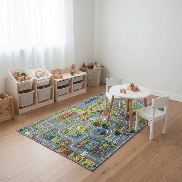Covor pentru copii cu motive urbane, 95x200 cm, REBEL ROADS CITY LIFE