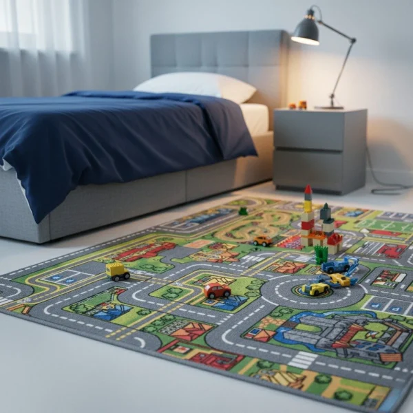 Covor pentru copii cu motive urbane, 95x200 cm, REBEL ROADS CITY LIFE
