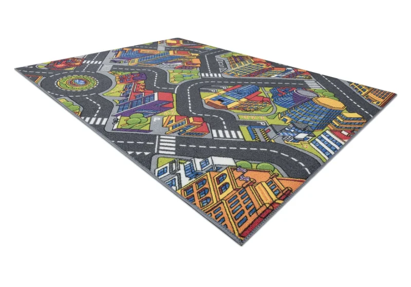 Covor pentru copii cu design urban anti-alunecare, 95×200 cm, REBEL ROADS Urban life 97