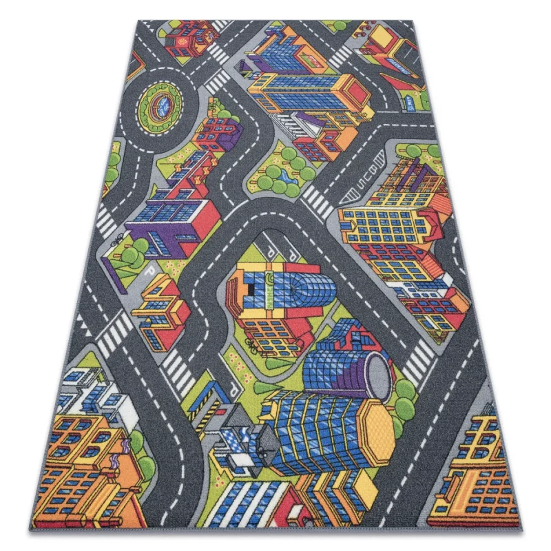 Covor pentru copii cu design urban anti-alunecare, 95x133 cm, REBEL ROADS Urban life 97