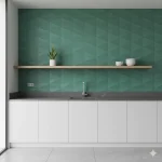 Faianta verde cu structură tridimensională piramidală, Eclettica Marazzi, 40x120 cm