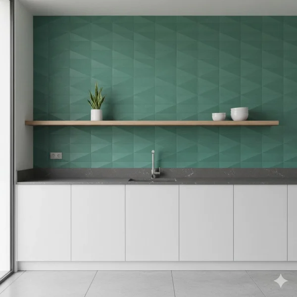 Faianta verde cu structură tridimensională piramidală, Eclettica Marazzi, 40x120 cm