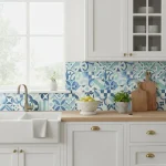 Placă decorativă albastru-gheață cu efect patchwork, Cloud Marazzi, 20x50 cm