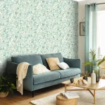Tapet vinil verde cu motiv botanic cu puncte aurii, Green Life Joy, Caselio, 53 cm x 10.05 m