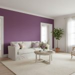 Tapet vinil mov aubergine cu textură fină de in, Aubergine, Uni Mat Caselio, 54 cm x 10.05 m