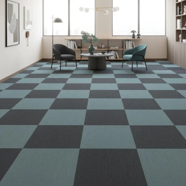 Mocheta dale buclată verde aqua cu fir rezistent, Elemental 9568, Tapibel, 50×50 cm - Mocheta dale birouri