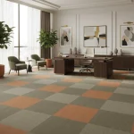 Mocheta dale buclată verde kaki trafic intens, Elemental 9577, Tapibel, 50×50 cm - Mocheta dale birouri