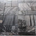 Mozaic piatră naturală gri cu venături negre 300x300x6 mm - Mozaic din sticla