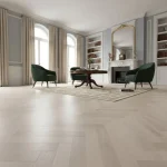 Parchet triplustratificat crem din stejar, Trivor Herringbone Barlinek 130x725x14 mm