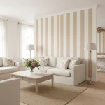 Tapet cu dungi culoare Beige, Linen Lines Caselio, 53 cm x 10.05 m
