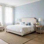 Tapet vinil albastru-gri cu textură fină de in, Bleu gris, Uni Mat Caselio, 54 cm x 10,05 m