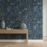 Tapet vinil albastru indigo cu frunziș botanic multicolor, Green Life Joy Caselio, 53 cm x 10.05 m
