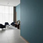 Tapet vinil albastru petrol cu textură fină de in, Bleu canard, Uni Mat Caselio, 54 cm x 10,05 m