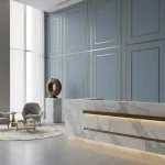 Tapet vinil albastru-verzui cu textură fină de in, Water green, Uni Mat Caselio, 54 cm