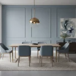 Tapet vinil albastru-verzui cu textură fină de in, Blue Ouragan, Uni Mat Caselio, 54 cm