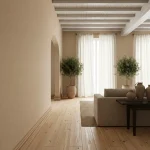 Tapet vinil bej ambră cu textură de pânză fină, Ambre, Uni Mat Caselio, 54 cm x 10.05 m