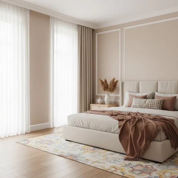 Tapet vinil bej cu aspect de in natural, Lin moyen, UNI MAT Caselio, 10.05 m x 54 cm