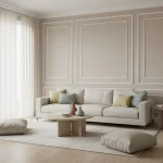 Tapet vinil bej cu textură de in, Argile, Uni Mat Caselio, 10.05x0.54 m