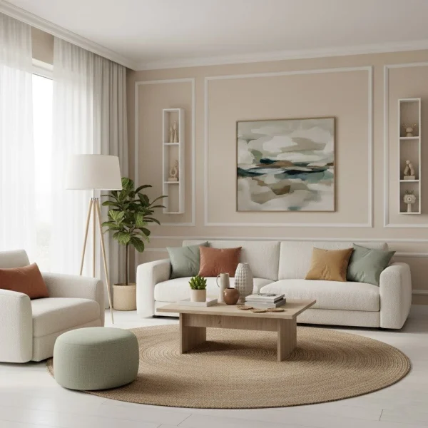 Tapet vinil bej cu textură fină de in, Beige, Uni Mat Caselio, 54 cm x 10.05 m