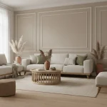 Tapet vinil bej-scorțișoară cu textură fină de pânză, Cannelle, Uni Mat Caselio, 54 cm x 10.05 m