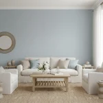 Tapet vinil bleu cu aspect de țesătură denim, Bleu denim, Uni Mat Caselio, 54 cm x 10.05 m