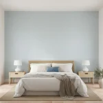 Tapet vinil bleu fumuriu cu textură de in, Bleu fumee, Uni Mat Caselio, 10.05m x 54cm