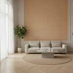 Tapet vinil camel cu textură fină de in, Camel, Uni Mat Caselio, 10,05 m x 54 cm