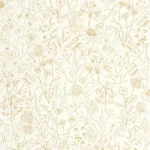 Tapet vinil crem cu flori aurii delicate desenate, Jardin de Giverny, Caselio, 54 cm x 10.05 m