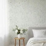 Tapet vinil crem cu model botanic verde-mentă, Jardin de Giverny Caselio, 54 cm x 10.05 m