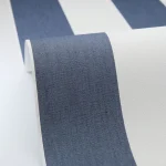 Tapet vinil cu dungi bleu denim texturat, Linen Lines Caselio, 53 cm x 10.05 m