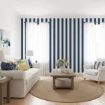 Tapet vinil cu dungi bleu marin, Linen Lines Caselio, 53 cm x 10.05 m